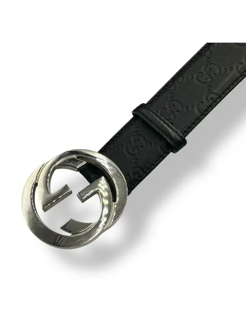 Gucci Belt Guccissima Interlocking G Leather Black